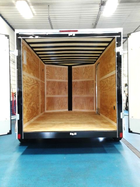 714 Black 66 Translucent Roof Enclosed Trailer with translucent roof.