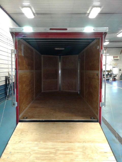 7x16 Red OHV Enclosed Trailer PolyCor Exterior Interior - Metzler Trailer