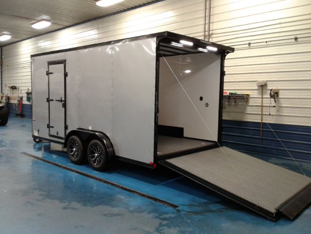 Haulin 7.5x16 Slope Nose Enclosed Trailer - DeckTred Flooring - Rear Door Down